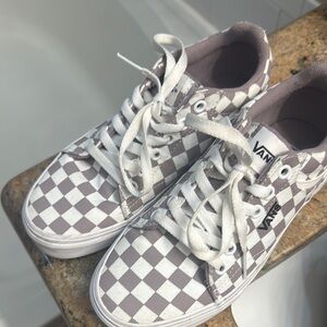 Vans Gray and White Checkered Shoes